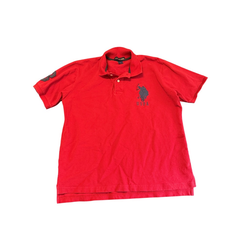 U.S. Polo Assn. Polo Shirt Mens Large Red Excellent Big Logo Patch
